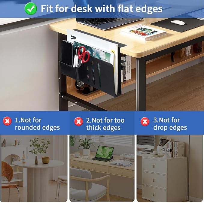 LUKETURE Laptop Holder, Steel Desk Side Storage, No Drill Standing Desk - Image 4