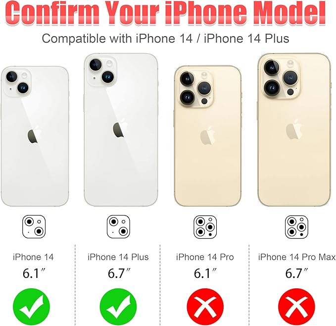 AGVEE 3+3 for iPhone 14 6.1" / 14 Plus 6.7" Camera Lens Protector, Bling - Image 2