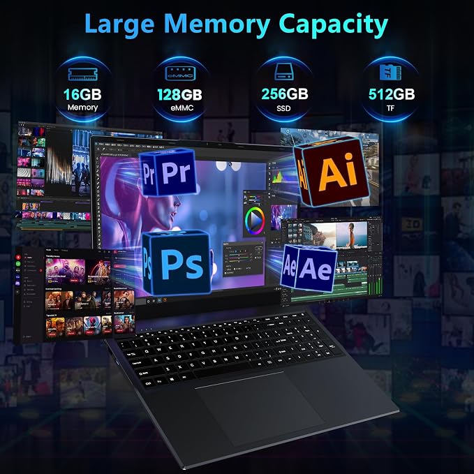 17.6 inch Student-Laptop Computer, 2025 16GB RAM 384GB SSD Expandable 512GB - Image 3