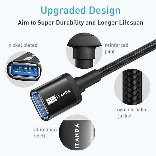 ITD ITANDA 6FT USB Extension Cable USB 3.0 Extension Cord Type A Male to Female - Image 4