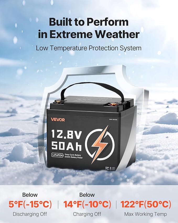 VEVOR 12V 50Ah LiFePO4 Battery, Deep Cycle Lithium Iron Phosphate Battery - Image 4