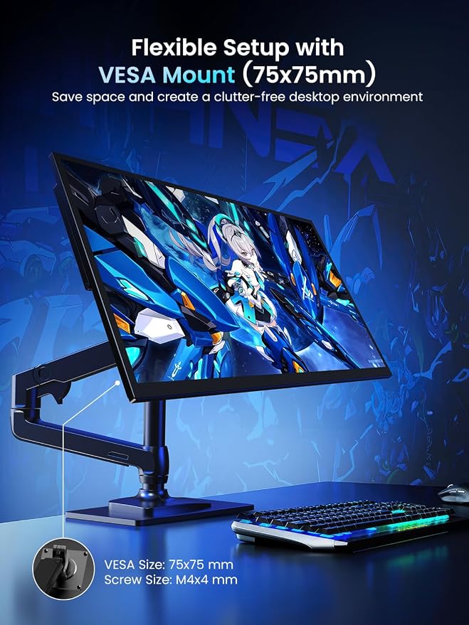 UPERFECT Portable Monitor 18.5-inch 120HZ 100% sRGB 1080P w/VESA & Stand 180° - Image 6