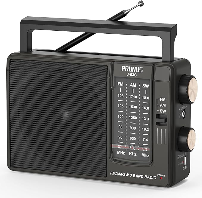 PRUNUS J03C AM FM Radio Portable USB or AA Battery Operated by PRUNUS