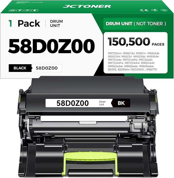 58D0Z00 Imaging Unit Not Toner Black 1-Pack Replacement by JCTONER