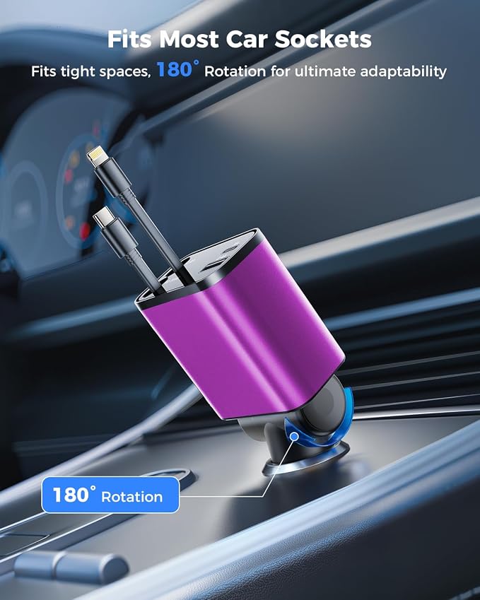 4 in 1 Retractable Car Charger, SUPERONE Smaller Fast Car Phone Charger 69W - Image 7