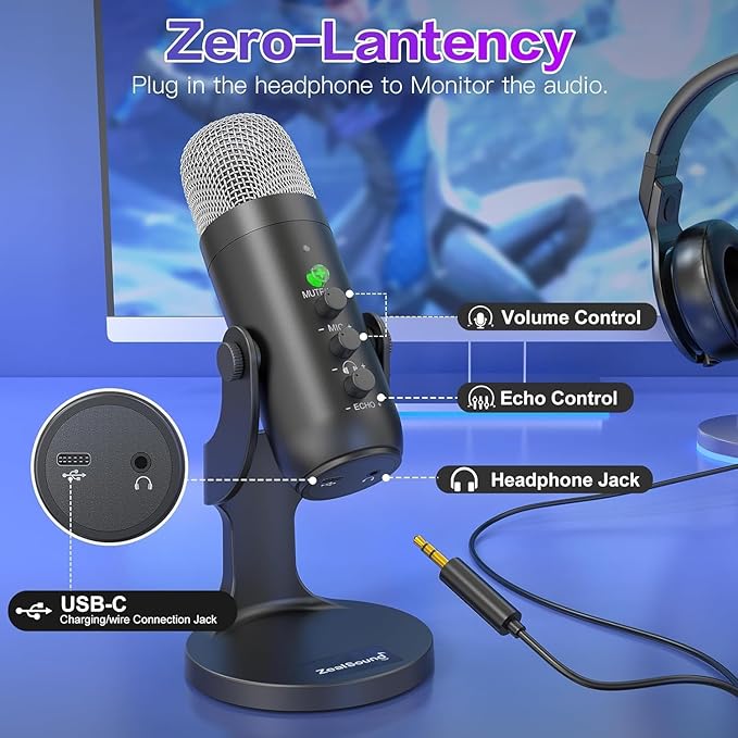 ZealSound Wireless Microphone for PC, Noise Cancellation Podcast Mic - Image 5