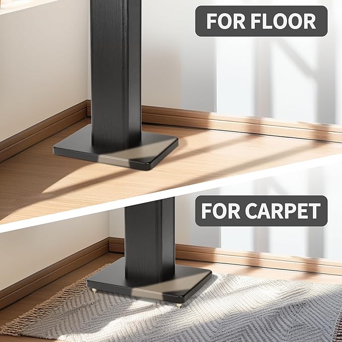 24 Inch Speaker Stands Wood Grain Universal Floor Speaker Stands Pair Heavy - Image 3