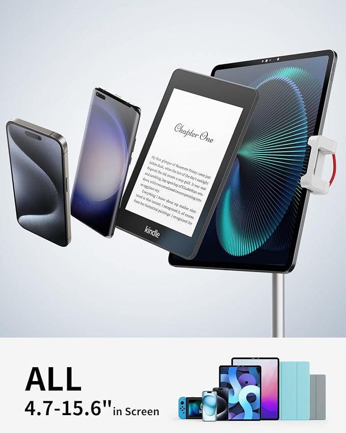 SAIJI Tablet Stand Holder, Height Adjustable Portable Monitor Stand, 360 Degree - Image 4