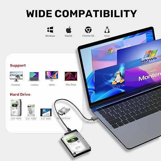 Unitek USB 3.0 to SATA III Hard Drive Adapter External Kit Cable - Image 3