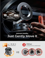 LISEN Suction Cup Phone Mount, Vacuum Magnetic Phone Holder, 360° Adjustable - Image 3