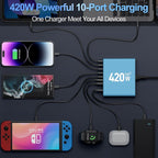 420W USB C Charger Block, 10-Port Charging Station GaN Fast Charging Type C & - Image 4