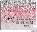 Mouse Pad, Bible Verse Pink Sparkles Glitter Mouse pad, Square Waterproof Mouse by DUADELI