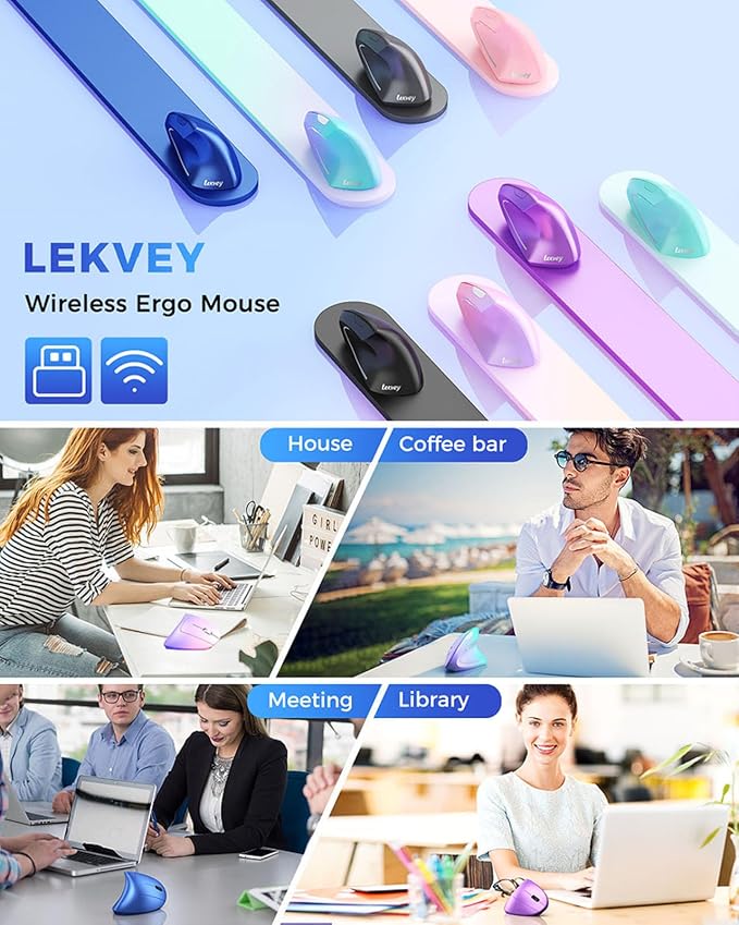 Lekvey Ergonomic Mouse, Vertical Wireless Mouse Rechargeable 2.4G USB Optical - Image 7