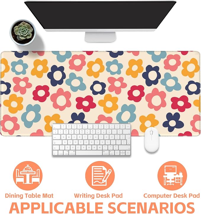 Mouse Pad Large Vintage Flowers Non-Slip Game Desk Mat - Image 4