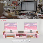 OPNICE Desk Organizers and Accessories, Dual Monitor Stand Riser - Image 2