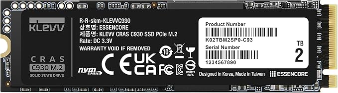KLEVV CRAS C930 2TB M.2 2280 NVMe PCIe Gen4x4 Internal Gaming SSD Aluminium - Image 2