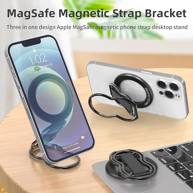 RESPECTED-BRO-Magnetic-Phone-Grip-Stand-with-Finger-Strap, 4-in-1 Magnetic Ring - Image 2