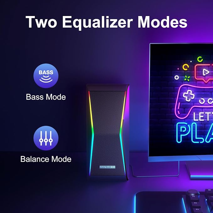Computer Speakers, 4 Dynamic Lighting Modes, AC Adapter Powered and 3.5mm - Image 5