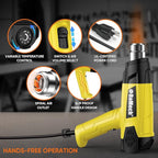 ROMECH 1500W Heavy Duty Heat Gun, Variable Temperature Control Hot Air Gun Kit - Image 4