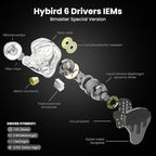 BASN BmasterX in Ear Audio Monitor, Hybrid 6 Drivers IEM Earphones - Image 2