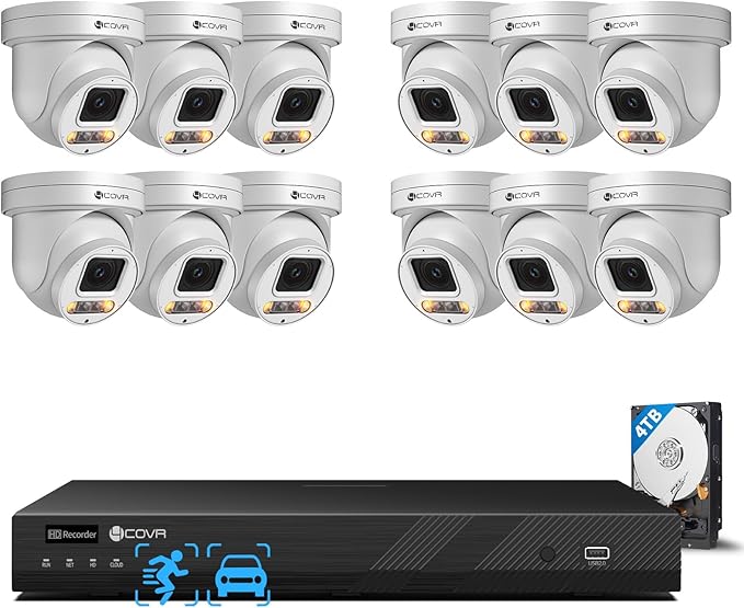 4COVR 16 Channel PoE PTZ Security Camera System 4K, 12X 5MP IP PTZ Camera Two by 4COVR