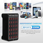 30 Port USB Charger, 150W/30A USB Smart Charger, 30-in-1 Desktop Charging hub - Image 2