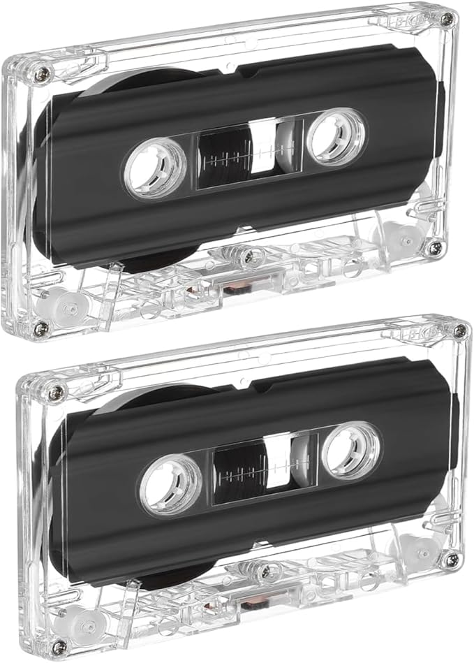 2 Pack Blank Cassette Tapes 60 Minutes Clear Audio Recording Tape by Unknown