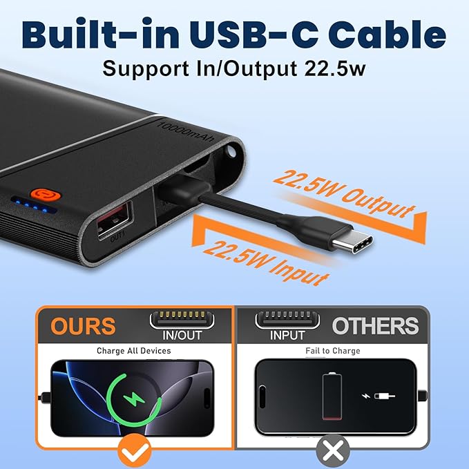 Aaoyun Portable Charger Power Bank, 10000mAh 22.5W PD Fast Charging Powerbank - Image 4