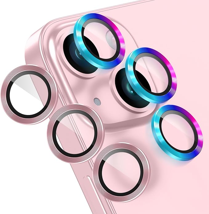 AGVEE 3+3 6 Pack for iPhone 15 6.1" / 15 Plus 6.7" Camera Lens Cover Protector by AGVEE