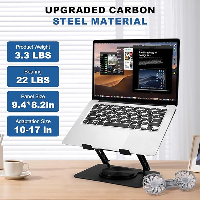 Laptop Cooling Pad with 2 Detachable Fans, Adjustable Height & Angle Stand - Image 5