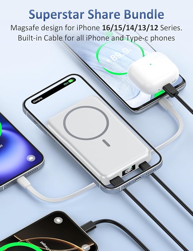 Magnetic Portable Charger, 10000mAh Power Bank, 5 in 1 Portable Charger - Image 5