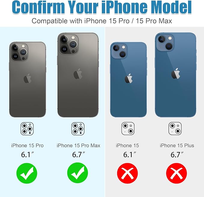 AGVEE 3+3 6 Pack for iPhone 15 Pro/Pro Max, Bling Diamond & Glitter Metal Ring - Image 2
