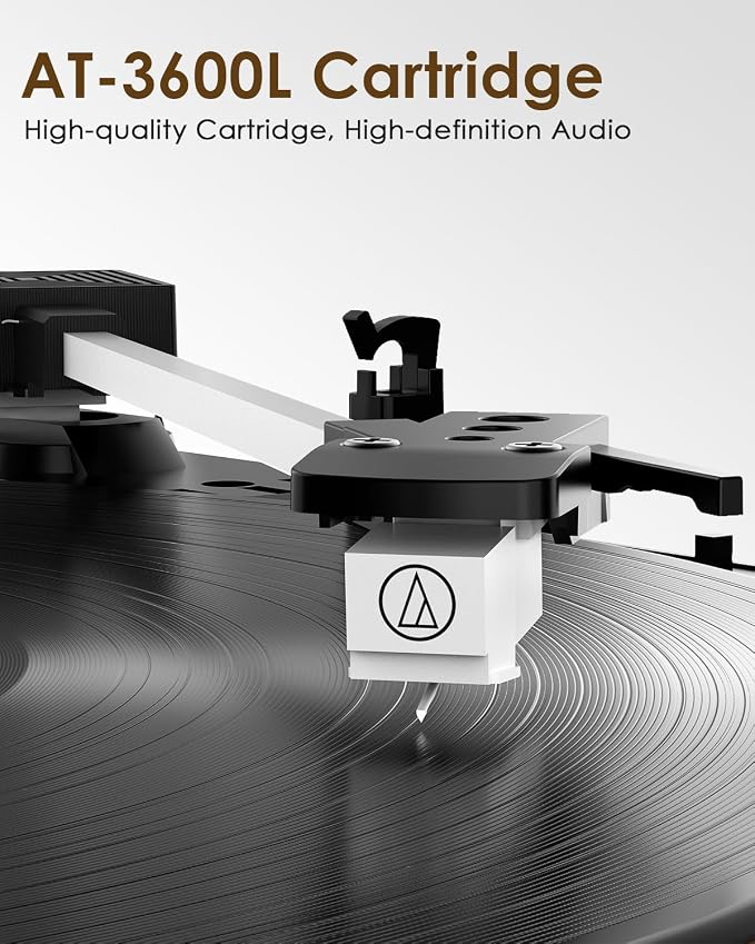 Vinyl Record Player with Dual Stereo Speakers, Belt Drive Turntable with - Image 2