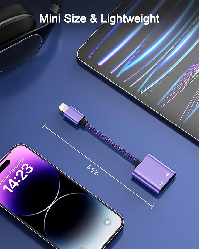 iPhone Dongle Headphone and Charger 2 in 1, Lightning to 3.5mm Audio Jack + - Image 4