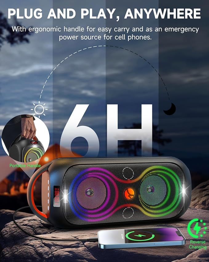 Wireless TWS Portable Bluetooth Speaker, Beat-Driven Lights, 120dB Loud Stereo - Image 5