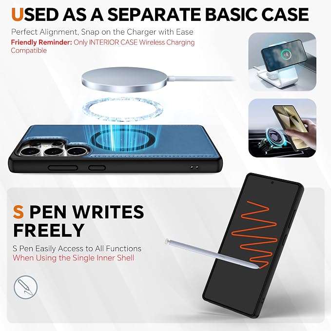 TUCCH Case Wallet for Galaxy S25 Ultra, Removable Wrist Strap PU Leather - Image 4