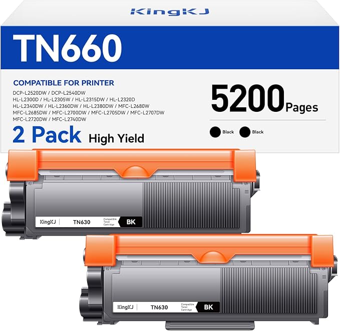 TN660 Black Toner Cartridge 2-Pack Replacement Compatible by KingKJInkToner