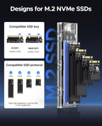 ORICO M.2 NVMe SSD Enclosure, USB 3.2 Gen 2, Transparent External Solid State - Image 3