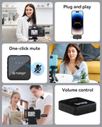 PQRQP 3 in 1 Microphone for iPhone/Android/Camera, Wireless Lavalier Microphone - Image 6