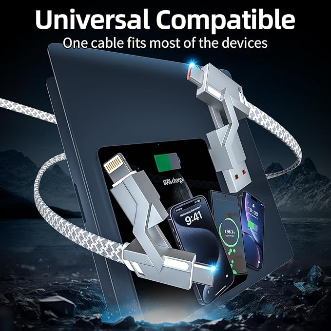 4 in 1 Charging Cable 5FT -MAX 66W Fast Charging Multi Charging Cable - Image 5