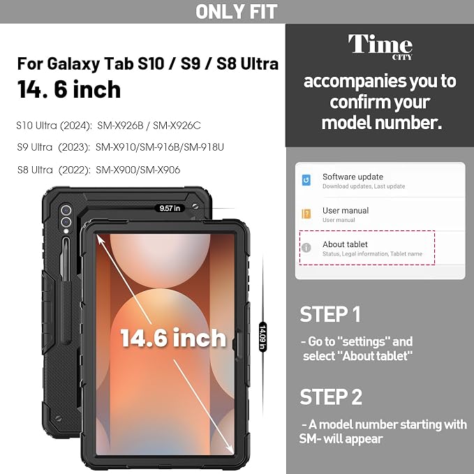 Timecity Case for Samsung Galaxy Tab S10 Ultra/ S9 Ultra/ S8 Ultra Tablet Case - Image 2
