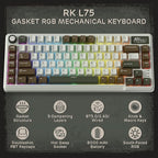 RK ROYAL KLUDGE L75 Gasket Mount Mechanical Keyboard w/Knob/Macro Keys & - Image 2
