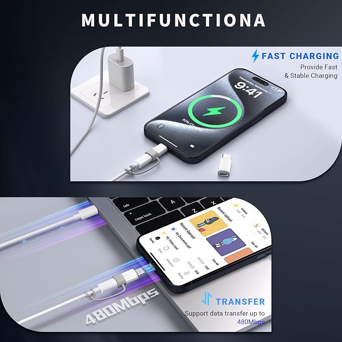 4 Pack Lightning to USB C Adapter - Image 2