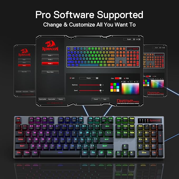 Redragon K556 PRO Upgraded Wireless RGB Gaming Keyboard, BT/2.4Ghz Tri-Mode - Image 7