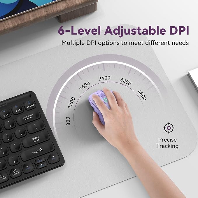 Bluetooth Mouse Rechargeable Wireless Mouse, 4800 DPI Optical Tracking - Image 3