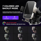 Wireless Car Charger, 【7 Colored RGB Backlit】 15W Auto Clamping Car Charger - Image 2