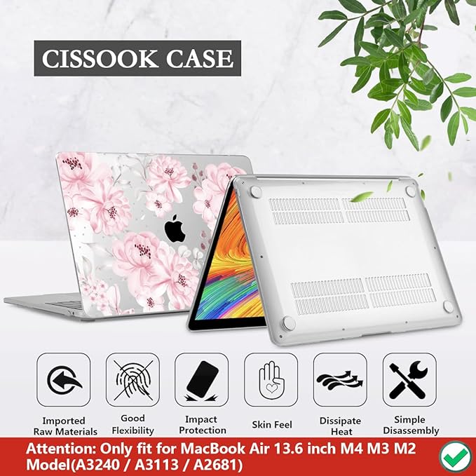 CISSOOK Compatible with MacBook Air 13.6 inch Case M4 M3 M2 Chip 2025 2024 2023 - Image 6