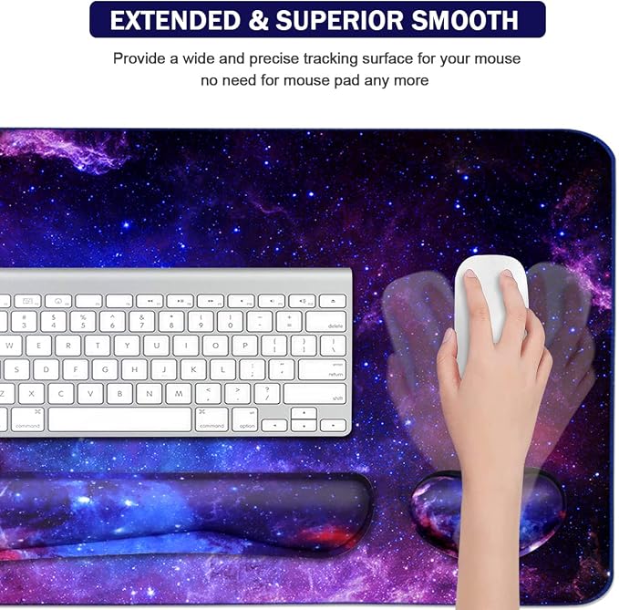 Keyboard Mouse Pad Set, Extended Mouse Pad+Keyboard Wrist Rest Support - Image 4