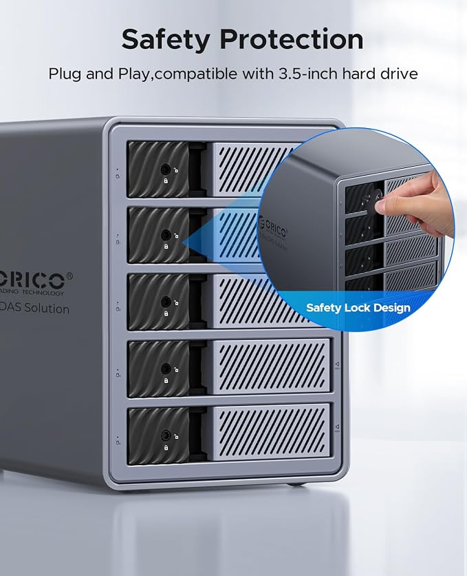 ORICO RAID 5 Bay HDD Enclosures USB 3.0 Push-Pull Mounting - Image 6
