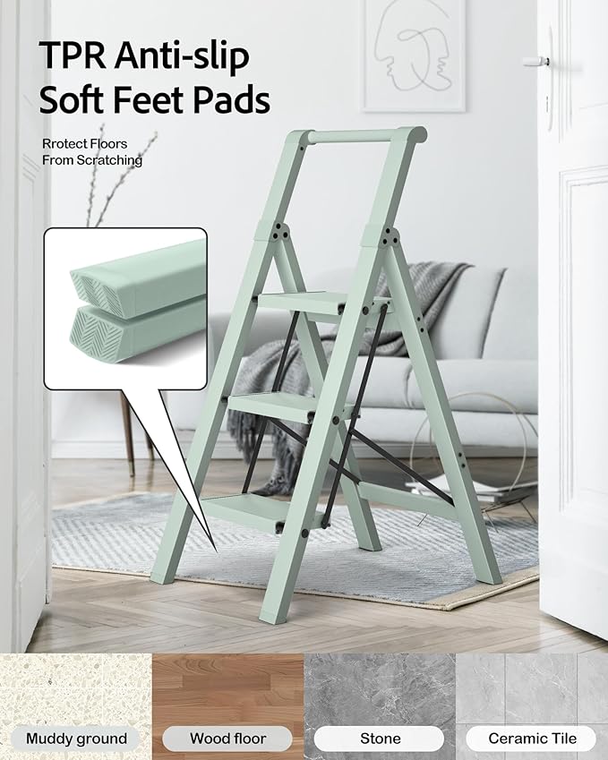 Taranta 3 Step Ladder, Lightweight Aluminum Step Stool - Image 5